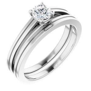 14K White 4.4 mm Round Solitaire Engagement Ring Mounting