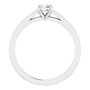 14K White 4.4 mm Round Solitaire Engagement Ring Mounting