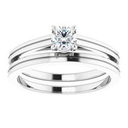 14K White 4.4 mm Round Solitaire Engagement Ring Mounting