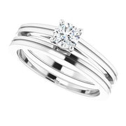 14K White 4.4 mm Round Solitaire Engagement Ring Mounting