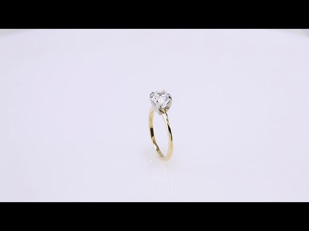 14K Yellow/White 6.5 mm Round Solitaire Engagement Ring Mounting