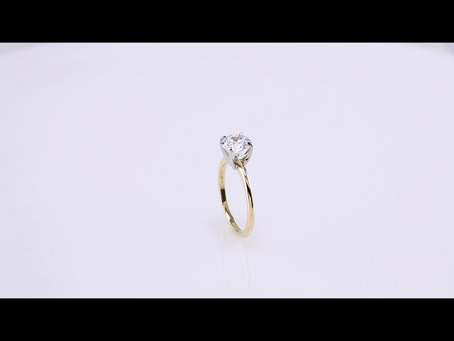 14K Yellow/White 6.5 mm Round Solitaire Engagement Ring Mounting
