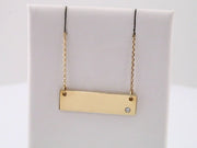 18K Yellow Gold-Plated Sterling Silver .03 CT Diamond Bar Engravable 18" Necklace
